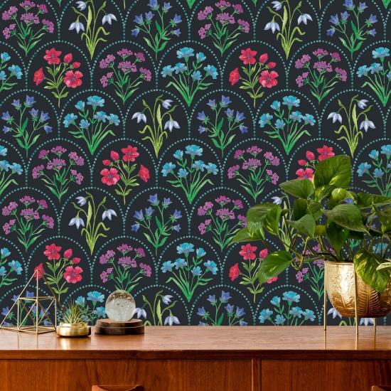 Blomsterkammusling Obsidian Blomstertapet