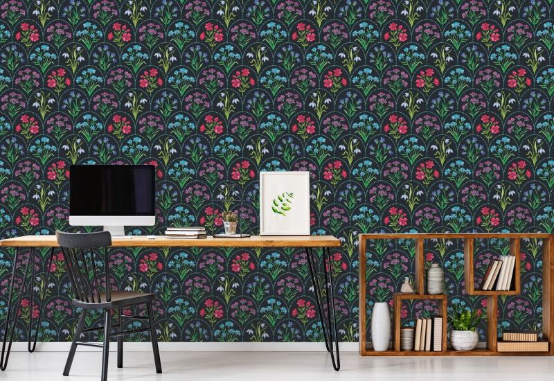 Vieira floral e obsidiana Papel de parede floral