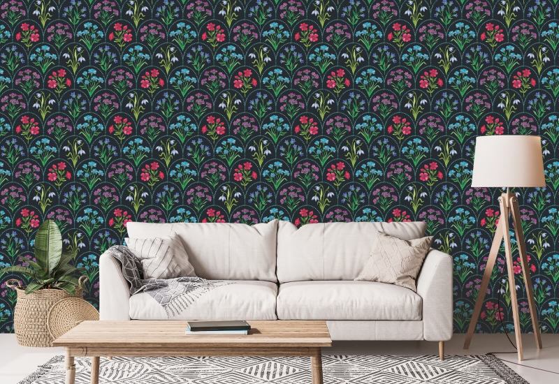 Blomsterkammusling Obsidian Blomstertapet