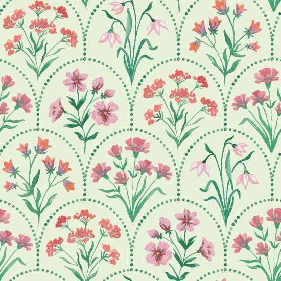 Jardin floral de pétoncles Papier peint floral