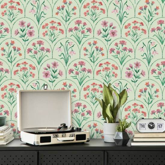 Blumengarten mit Jakobsmuscheln Blumentapete