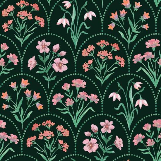 Pétoncle floral foncé Papier peint floral foncé