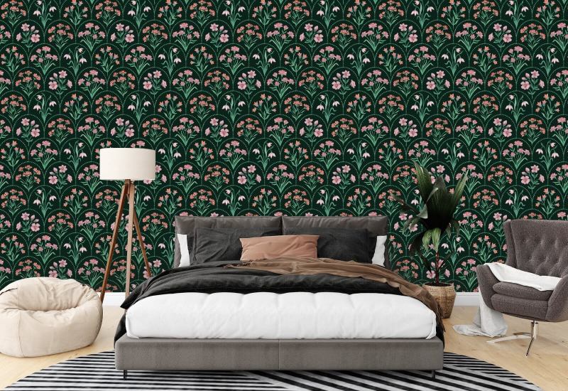 Pétoncle floral foncé Papier peint floral foncé