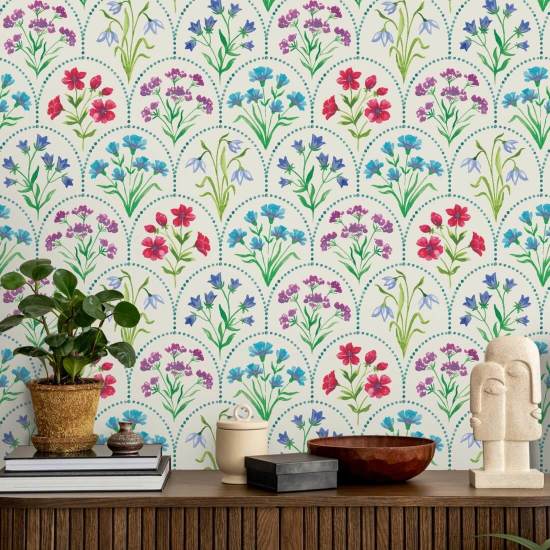 Prado floral de vieiras Papel pintado floral