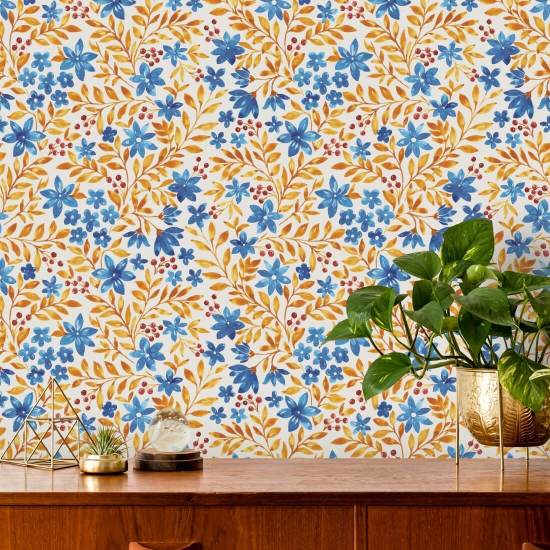 Tuinbloemen gloeien Tuinbehang