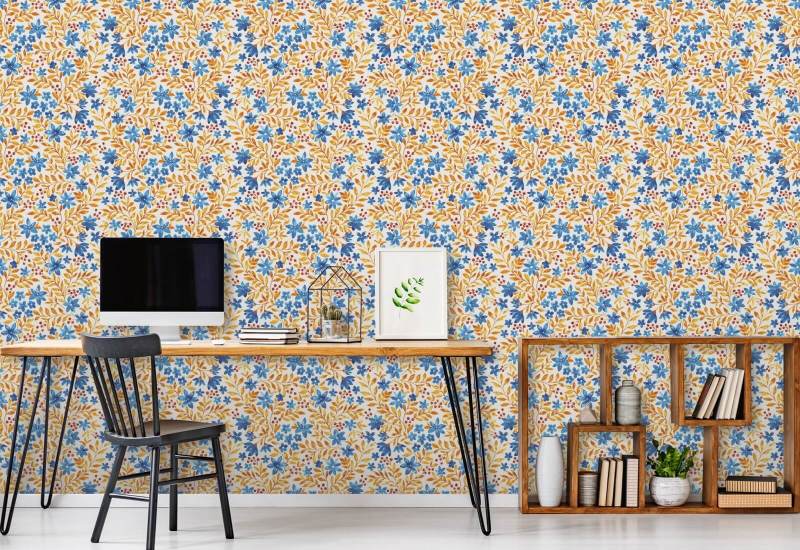 Tuinbloemen gloeien Tuinbehang