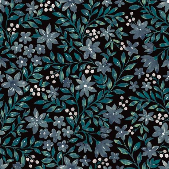 Garden Blooms Midnight Dark Floral Wallpaper