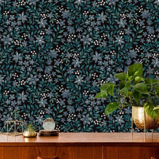 Garden Blooms Midnight Fondo de pantalla floral oscuro