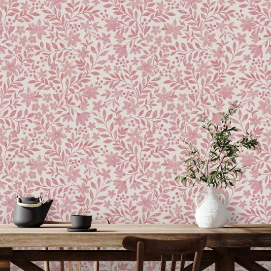 Garden Blooms Pink Papier peint floral