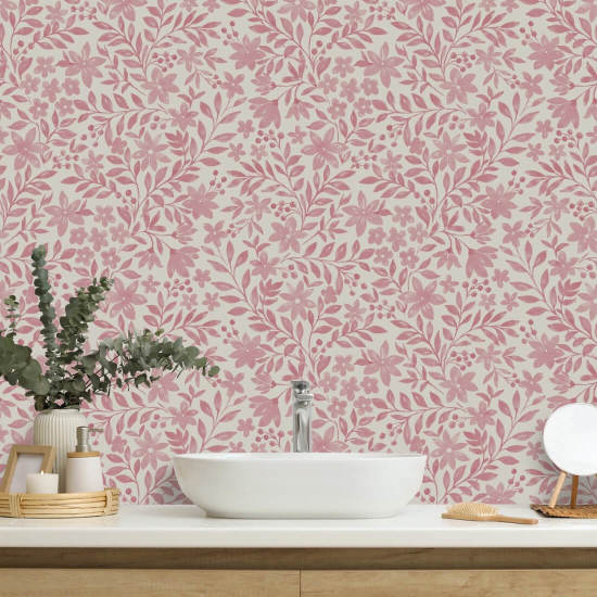 Garden Blooms rosa Papel pintado floral
