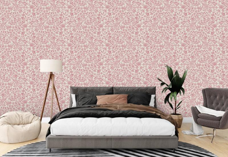 Garden Blooms Pink Floral Wallpaper