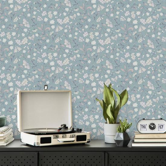 Moths and Acorns Grove Woodland Wallpaper