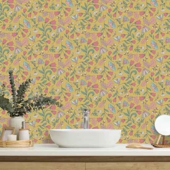 Moths and Acorns Sunshine Woodland Wallpaper
