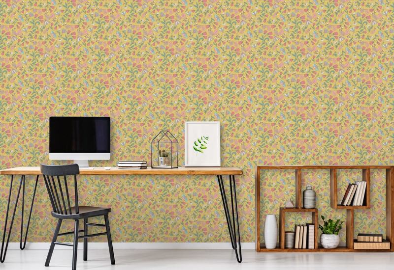 Moths and Acorns Sunshine Woodland Wallpaper