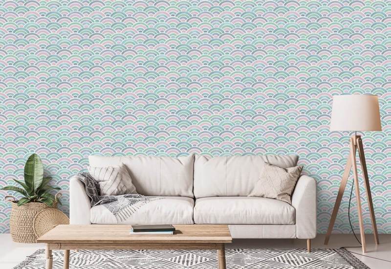 Painted Seigaiha Orchid Japanese Wallpaper