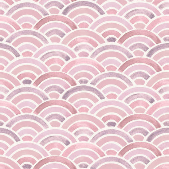 Painted Seigaiha Peony Japanese Wallpaper