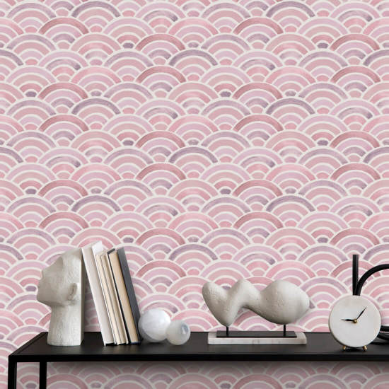 Gemalte Seigaiha-Pfingstrose Japanisches Hintergrundbild