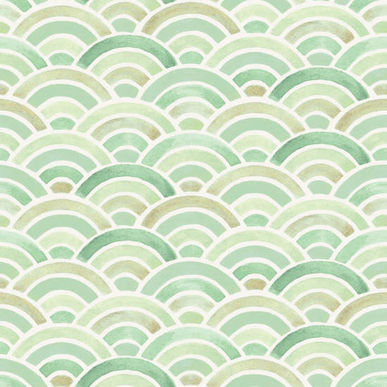 Painted Seigaiha Sage Geometric Wallpaper