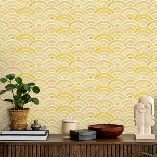Ambre Seigaiha peint Papier peint japonais