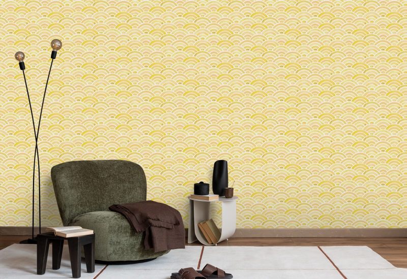 Ambre Seigaiha peint Papier peint japonais