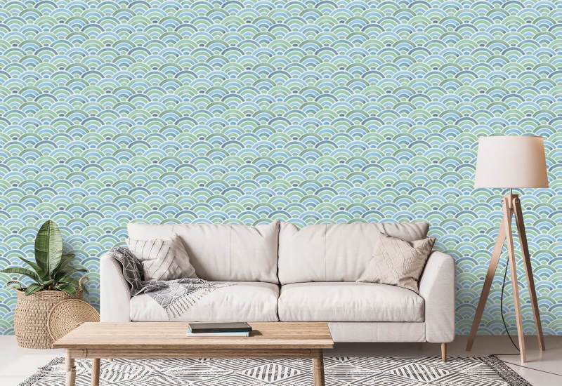 Painted Seigaiha Tide Geometric Wallpaper