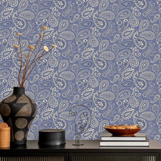 Paisley Scatter Violet Papier peint Paisley