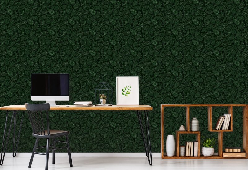 Paisley Scatter Green Paisley Wallpaper
