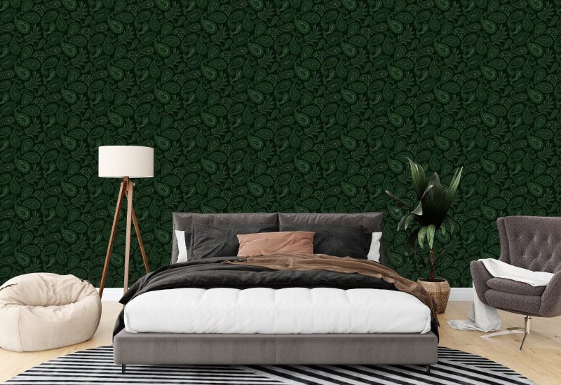 Paisley Scatter Green Paisley Wallpaper