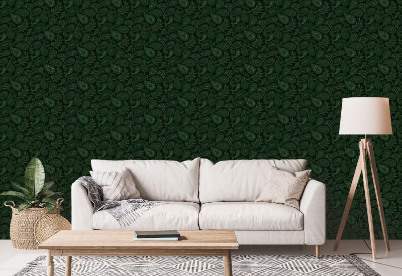 Paisley Scatter Green Paisley Wallpaper