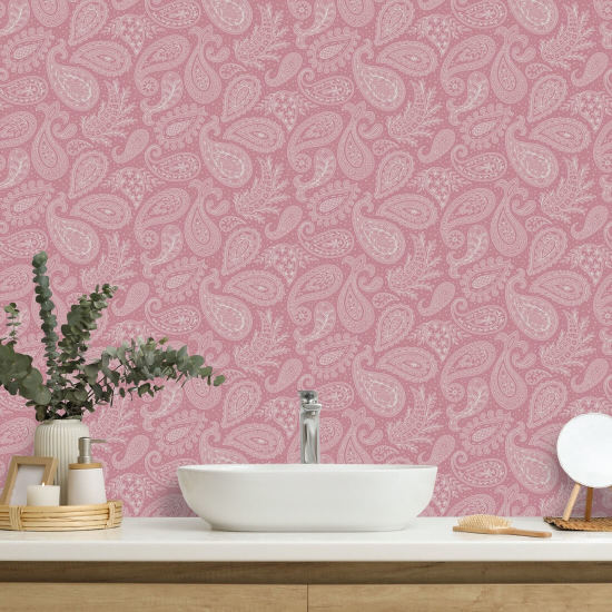 Paisley Scatter Pink Paisley Wallpaper