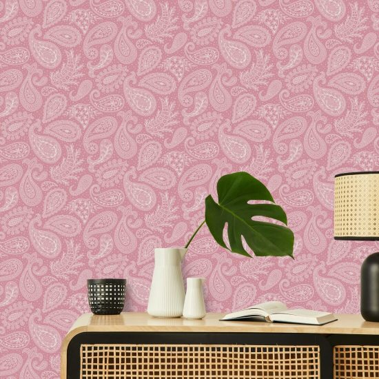 Paisley Scatter Rose Papier peint Paisley