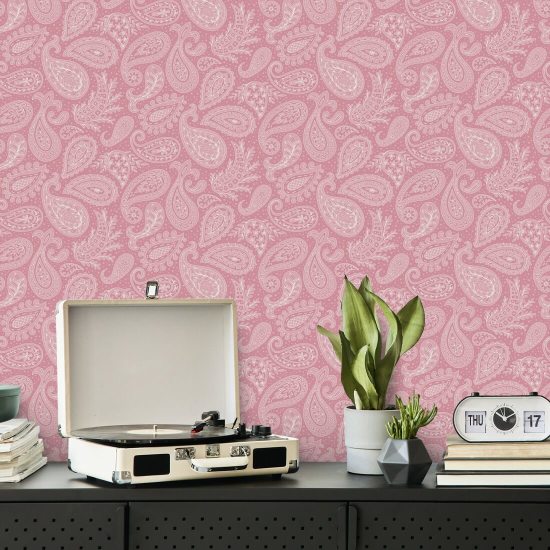 Paisley Scatter Pink Paisley Wallpaper