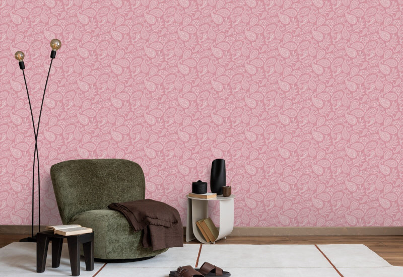 Paisley Scatter Rose Papier peint Paisley