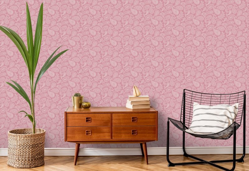 Paisley Scatter Pink Paisley Wallpaper