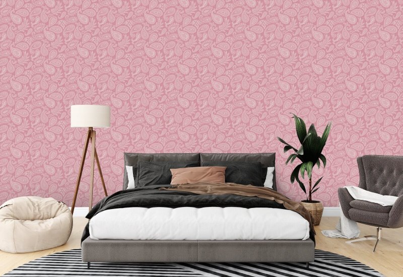 Paisley Scatter Pink Paisley Wallpaper