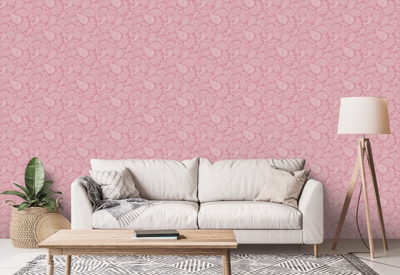 Paisley Scatter Rosa Carta da parati Paisley