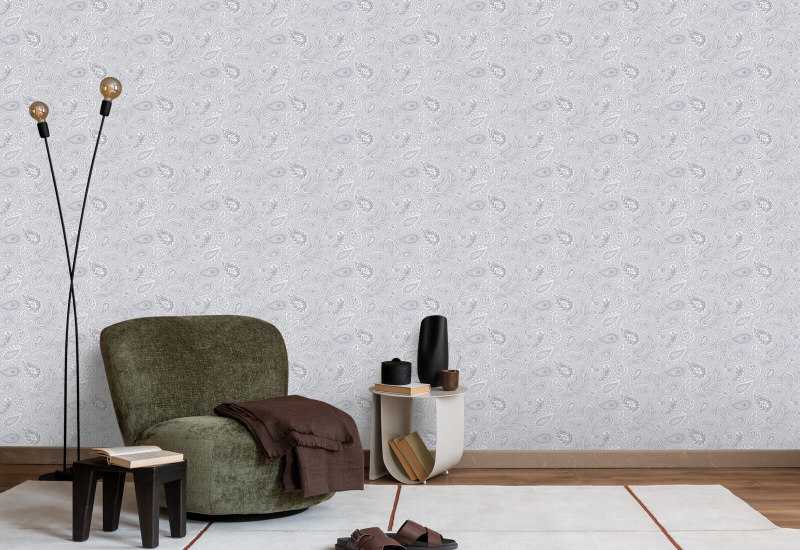 Paisley Scatter Grey Paisley-achtergrond