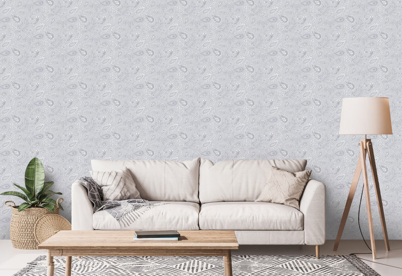 Paisley Scatter Grey Papel de parede Paisley