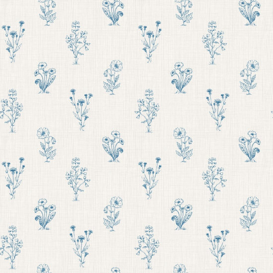 Denim pour plantes vivaces Papier peint floral