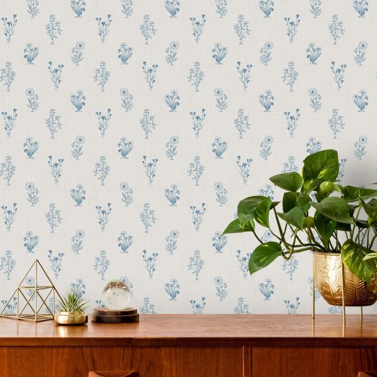 Denim voor vaste planten Bloemenbehang