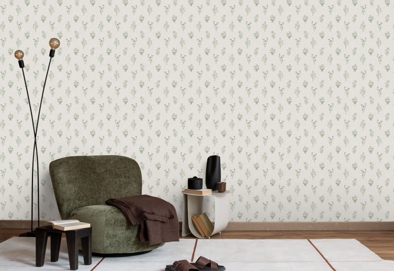 Perennials Pine Floral Wallpaper