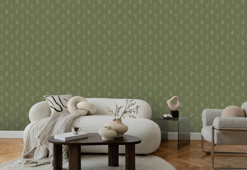 Perennials Moss Floral Wallpaper