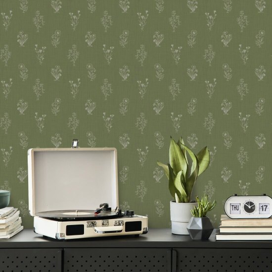 Vaste planten, mos Bloemenbehang