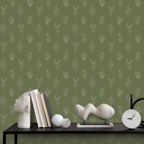 Perennials Moss Floral Wallpaper