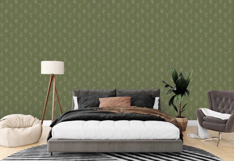 Vaste planten, mos Bloemenbehang