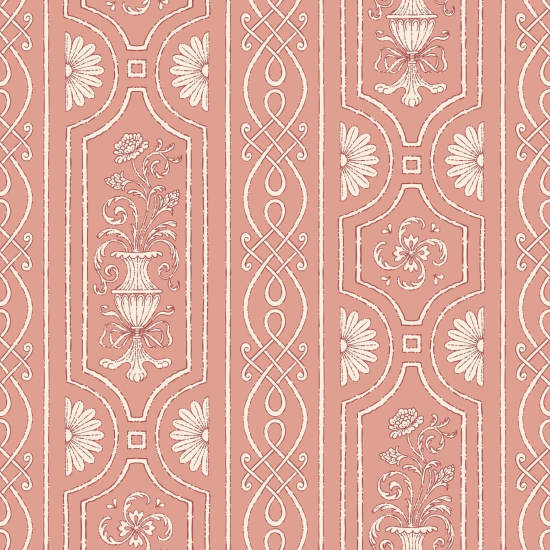 Pilaster lambrisering roze Vintage paneelbehang