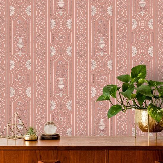 Pilaster Panelling Pink Vintage Panel Wallpaper
