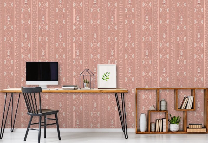 Pilaster Panelling Pink Vintage Panel Wallpaper