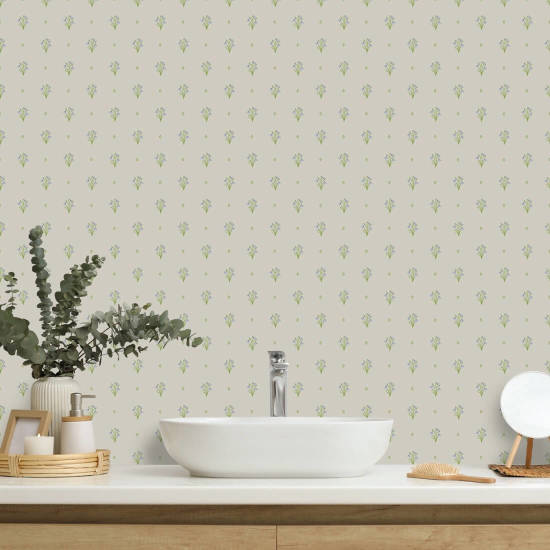 Floco de neve neutro Papel de parede floral clássico