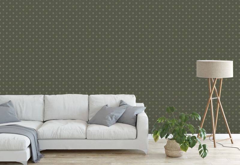 Sneeuwklokje groen Vintage behang
